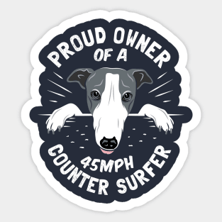 Greyhound Owner Gift - Proud Owner of a 45mph Counter Surfer Sticker